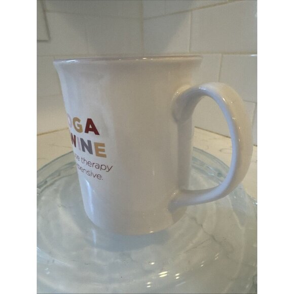 "YOGA & WINE -- BECAUSE THERAPY IS EXPENSIVE.", Ceramic Coffee Cup Mug Vintage - Picture 2 of 12